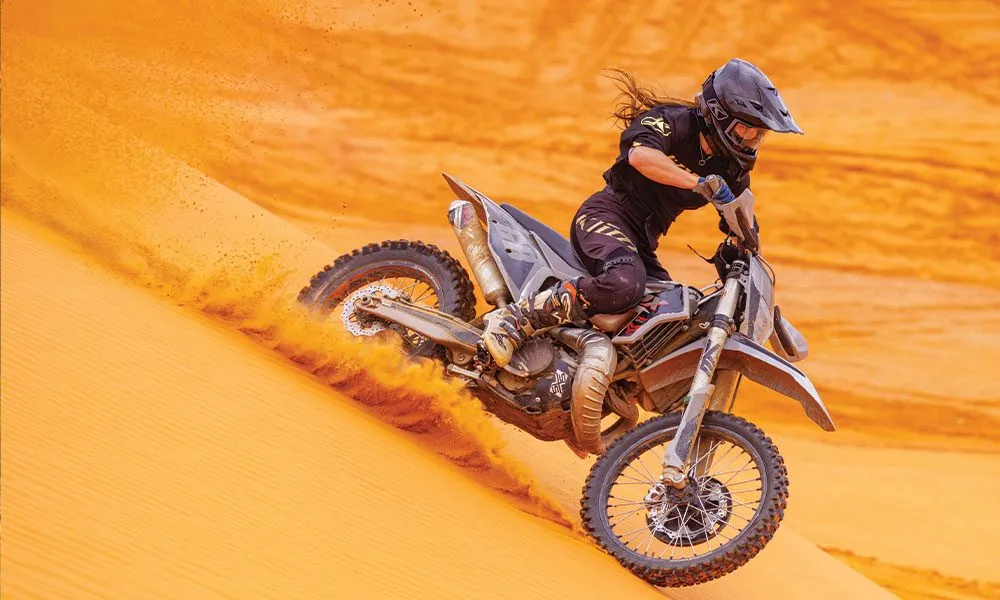 Riding through desert terrain